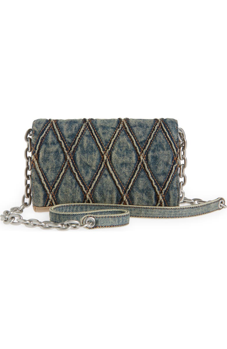DIESEL<sup>®</sup> Charm-D Quilted Denim Wallet on a Chain, Alternate, color,
