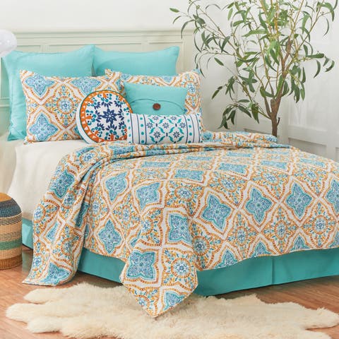 Terrace Medallion Cotton Quilt Set - Reversible and Machine Washable