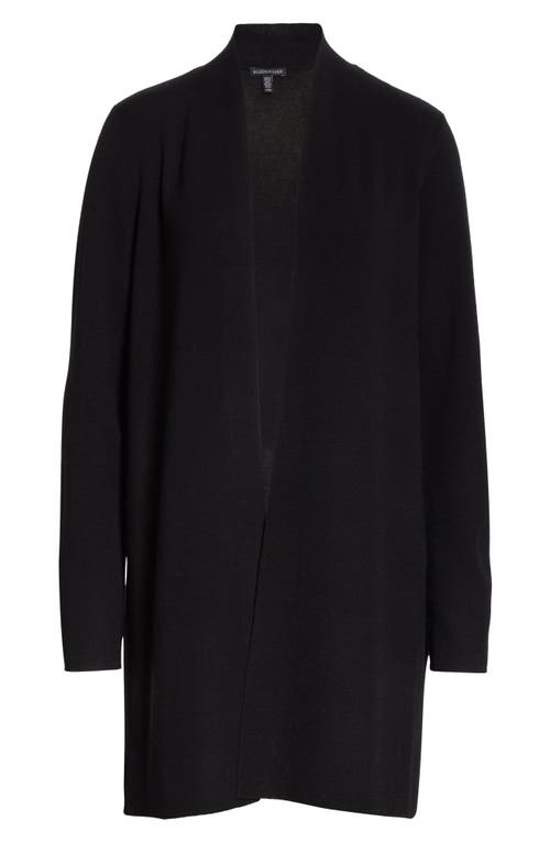 Eileen Fisher Petite Ultrafine Merino Wool Straight Long Cardigan In Black