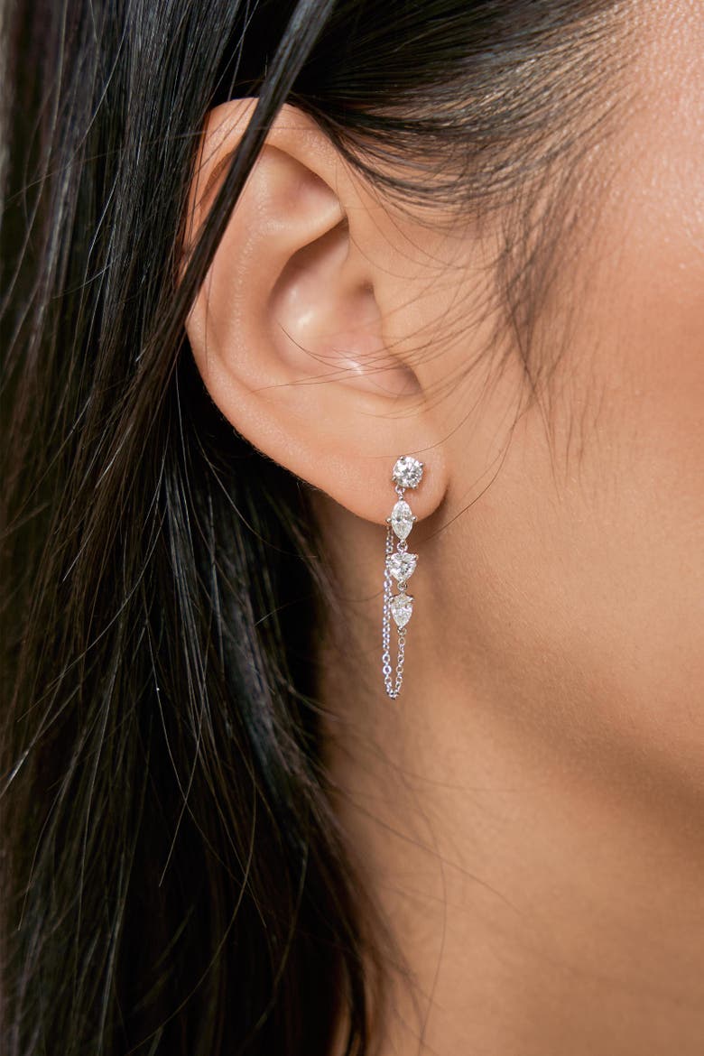 Elenya 14K Gold Lab Grown Diamond Drop Earrings - 1.25 Ct, Alternate, color, 14K White Gold
