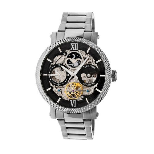 Heritor Automatic Aries Skeleton Dial Bracelet Watch in Silver/black at Nordstrom