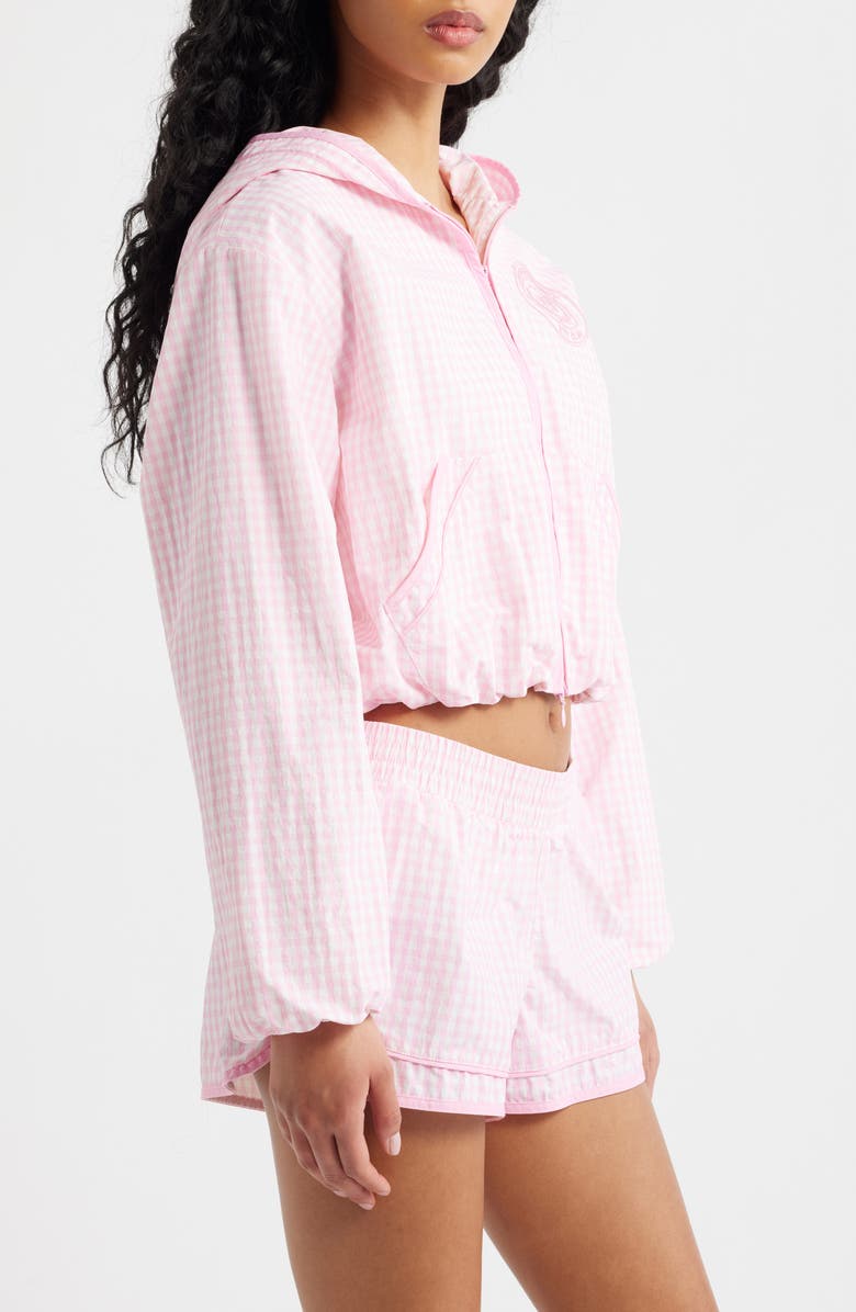 LoveShackFancy Kariana Front Zip Hooded Jacket, Alternate, color, Tickled Pink