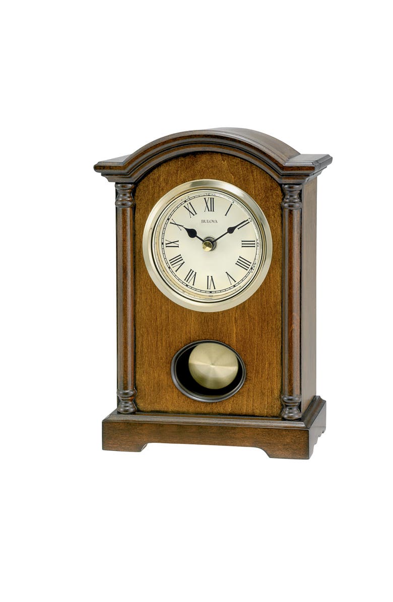 Bulova Clocks Dalton Chiming Pendulum Table Clock, Main, color, Brown