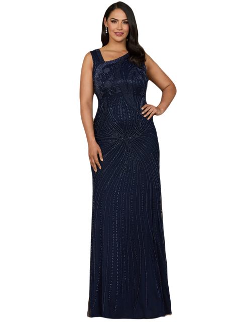 Asymmetrical, Beaded Gown