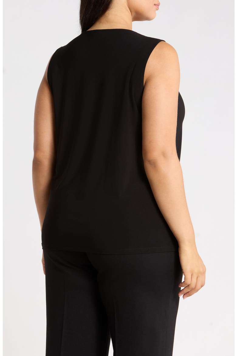 Pleat Neck Button Keyhole Top, Alternate, color, ANNE BLACK