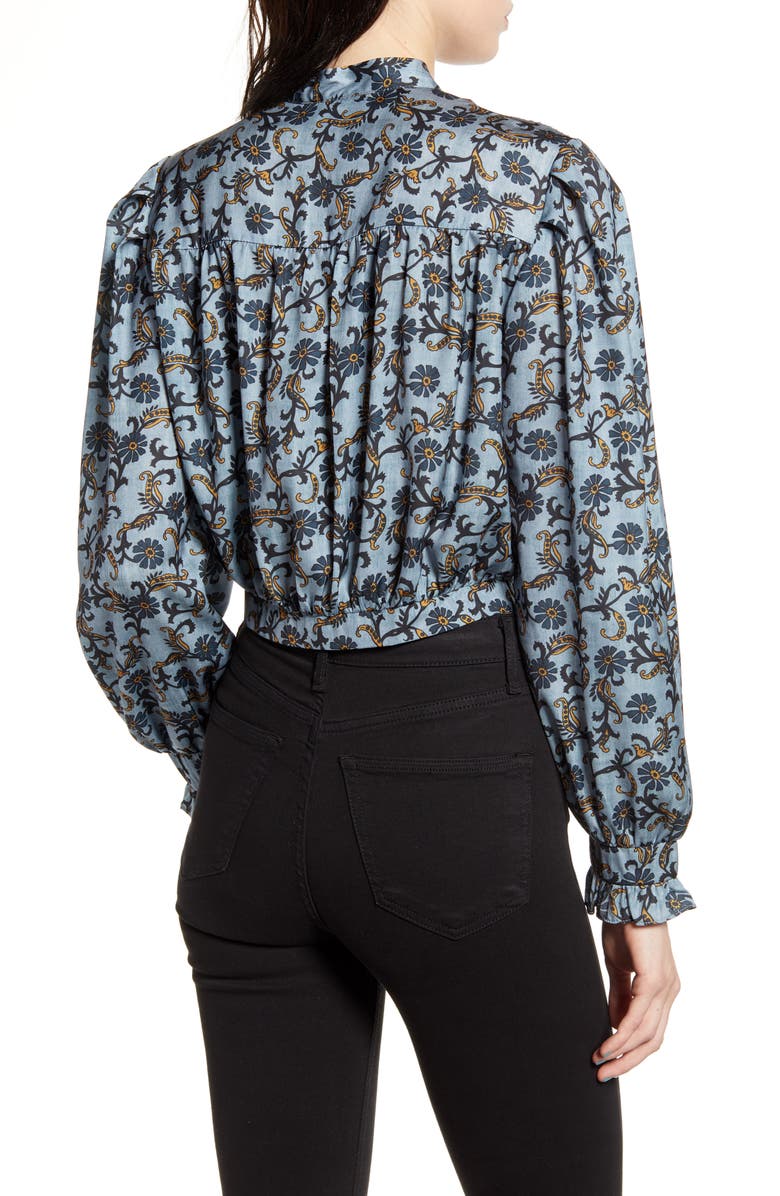 Topshop Paisley Frill Top, Alternate, color,