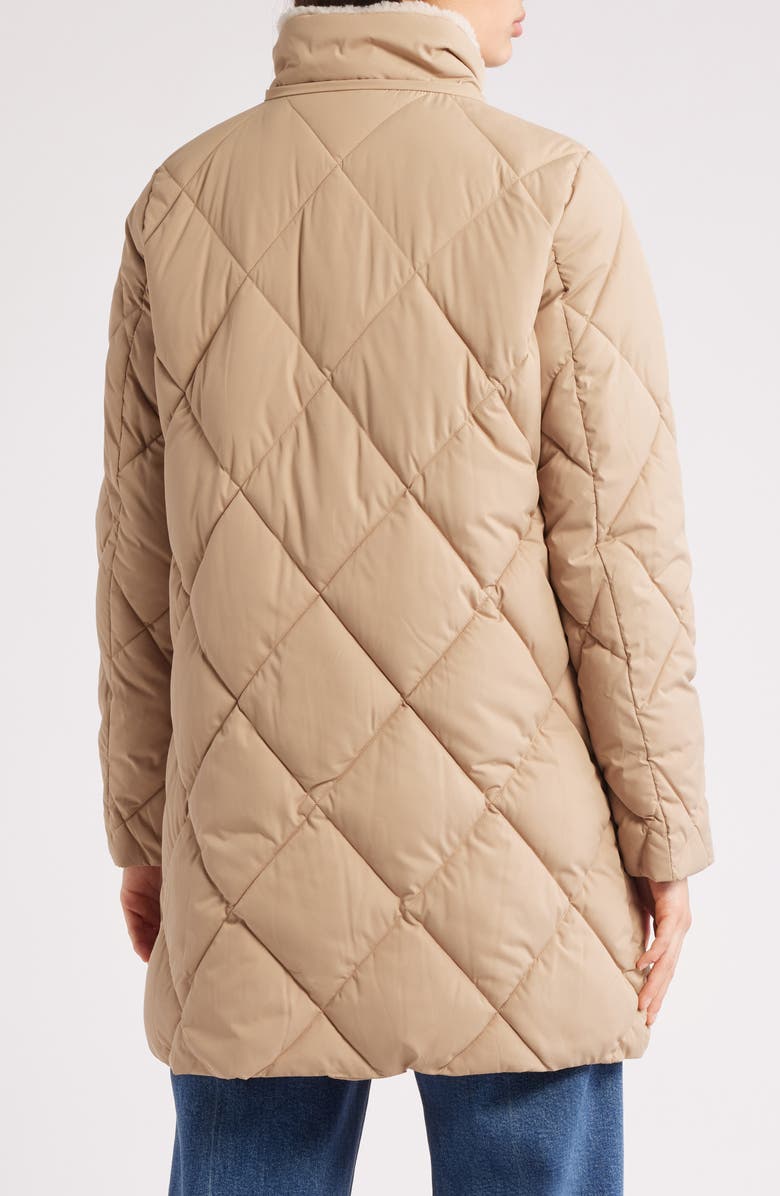 Lauren Ralph Lauren Faux Fur Trim Hooded Puffer Jacket, Alternate, color, Birch Tan
