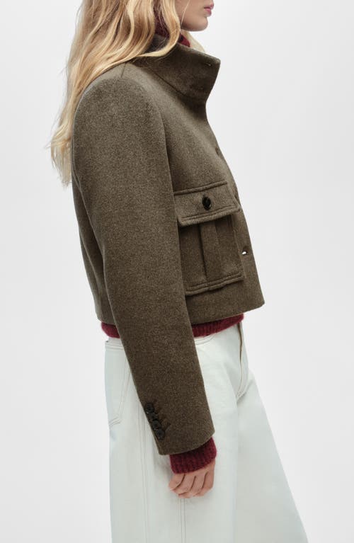 Mango Boxy Crop Jacket In Brown