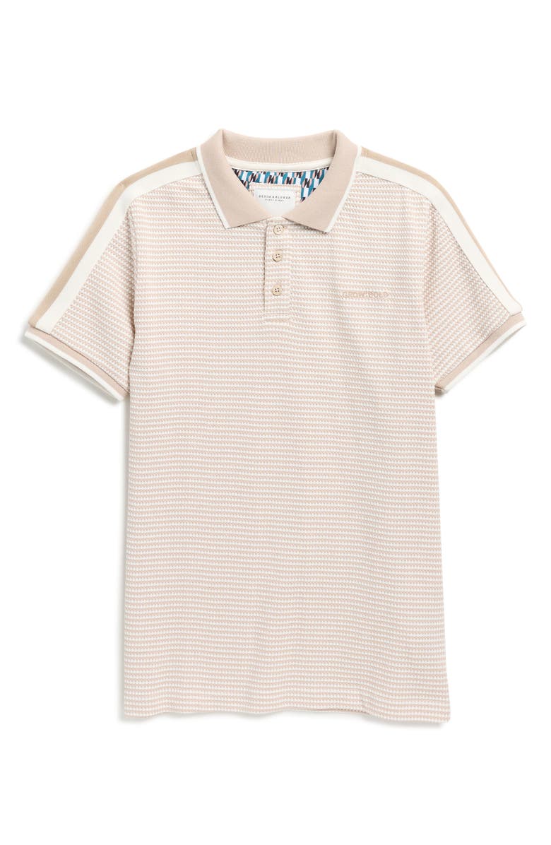 DENIM AND FLOWER Kids' Tipped Cotton Knit Polo, Main, color, Sand