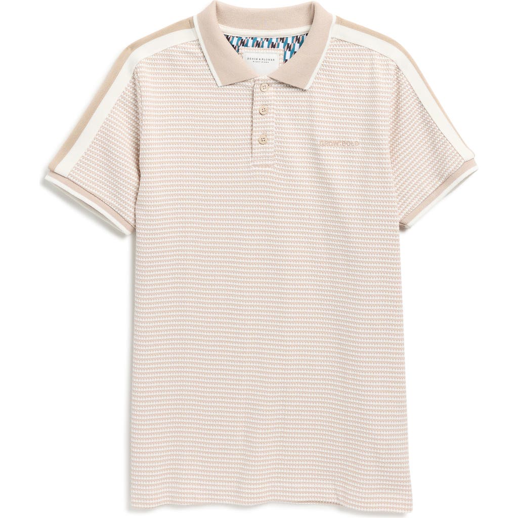 Denim And Flower Kids' Tipped Cotton Knit Polo In Nude