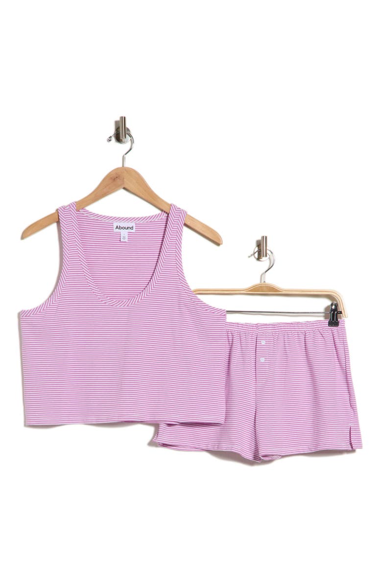 Tank Short Pajamas, Alternate, color, WHITE- PINK ROCCO STRIPE