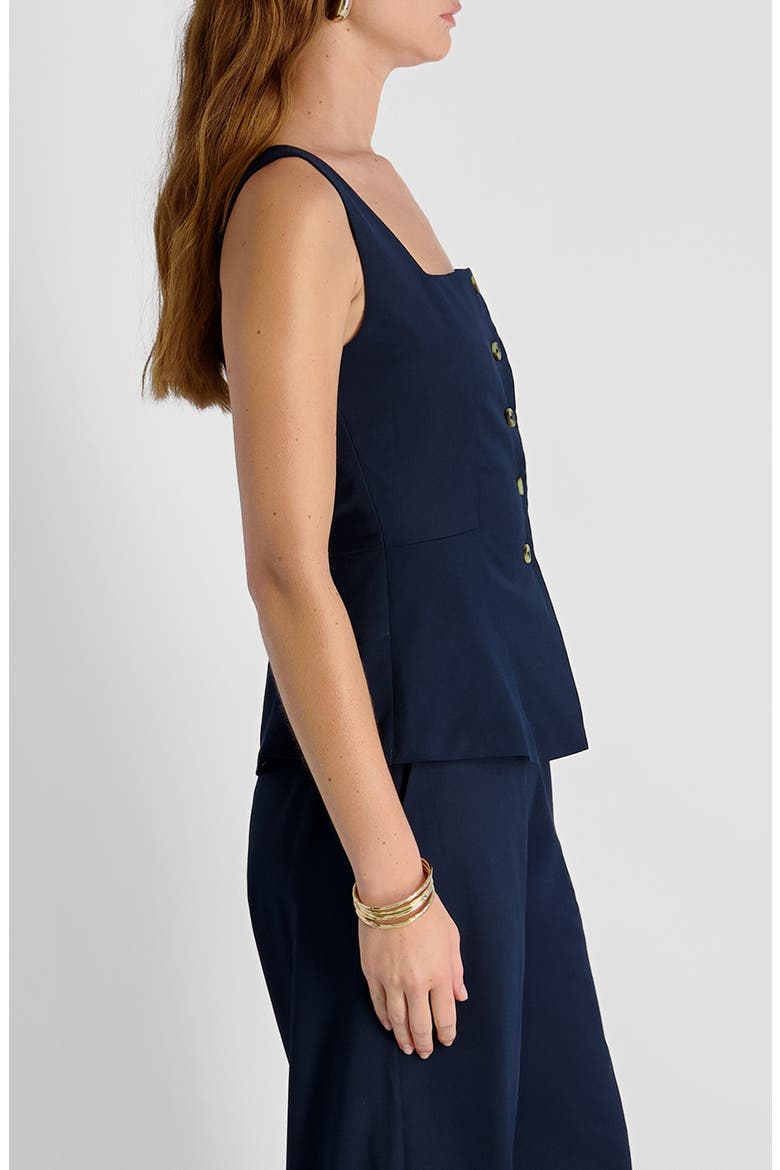 Square Neck Twill Top, Alternate, color, MARINE