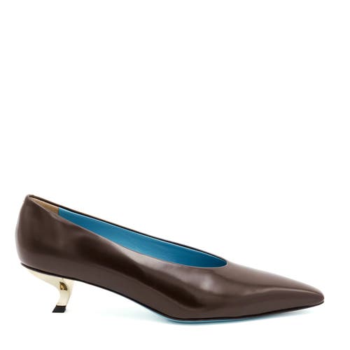 Valentina Rangoni Vamp Low Heel Fashion Pump In Moka Mousse