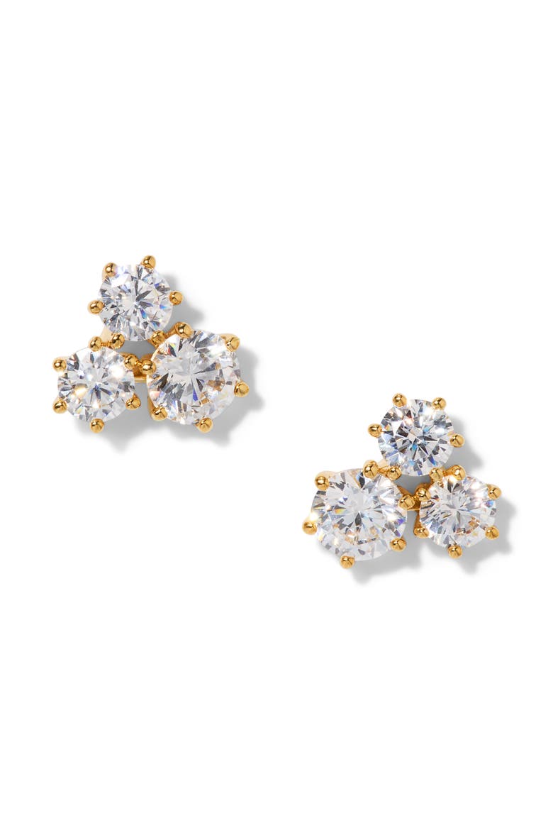Natural Beauty Trio Crystal Stud Earrings, Main, color, GOLD/CLEAR