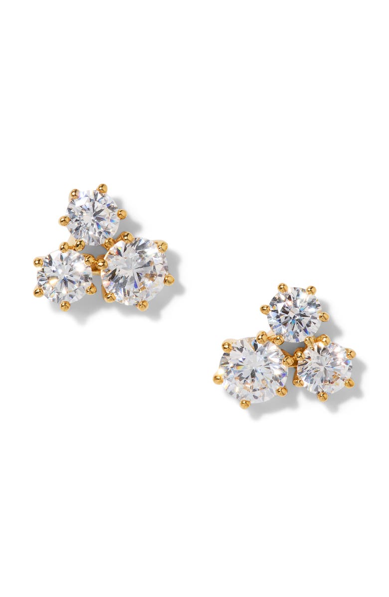 Nadri Natural Beauty Trio Crystal Stud Earrings, Main, color, Gold/Clear