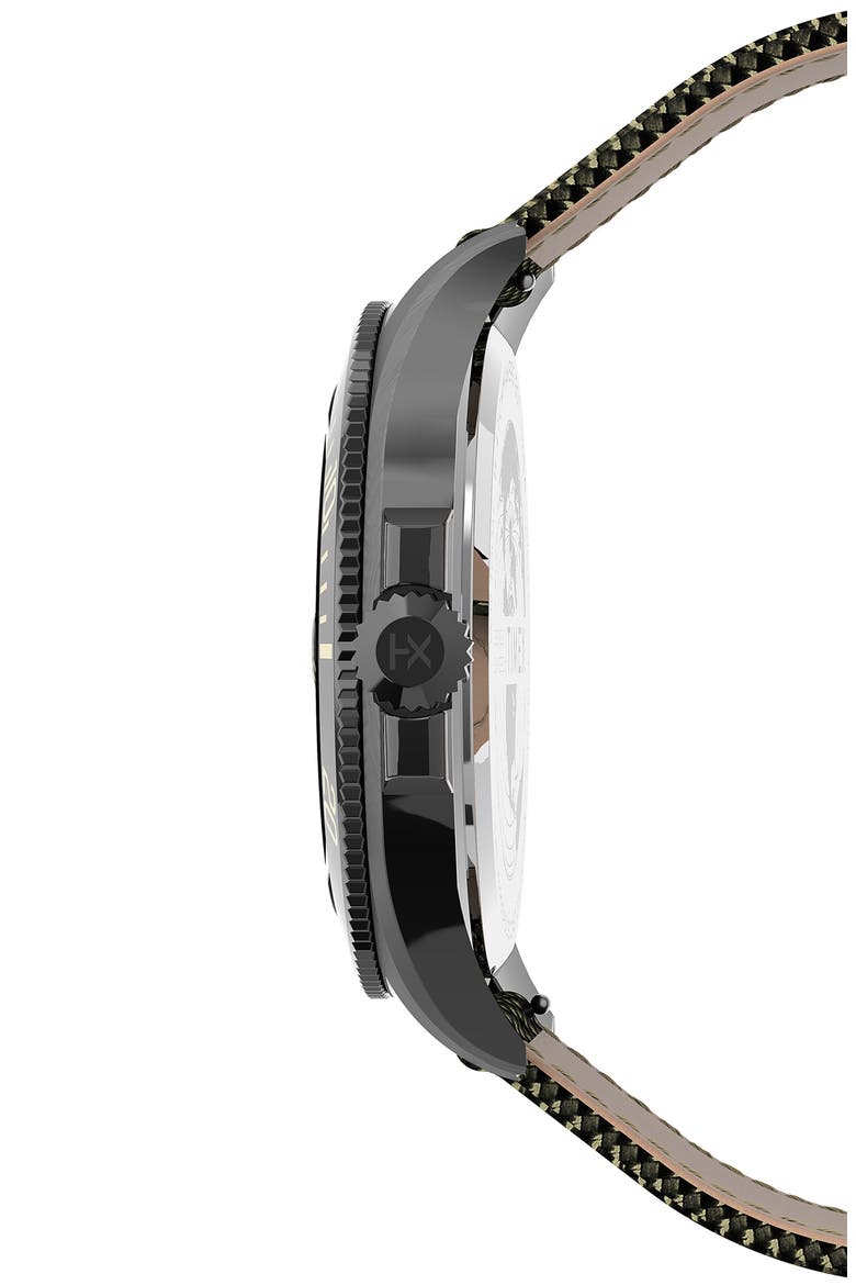 Harborside Coast Textile Strap Watch, 43mm, Alternate, color, GUNMETAL