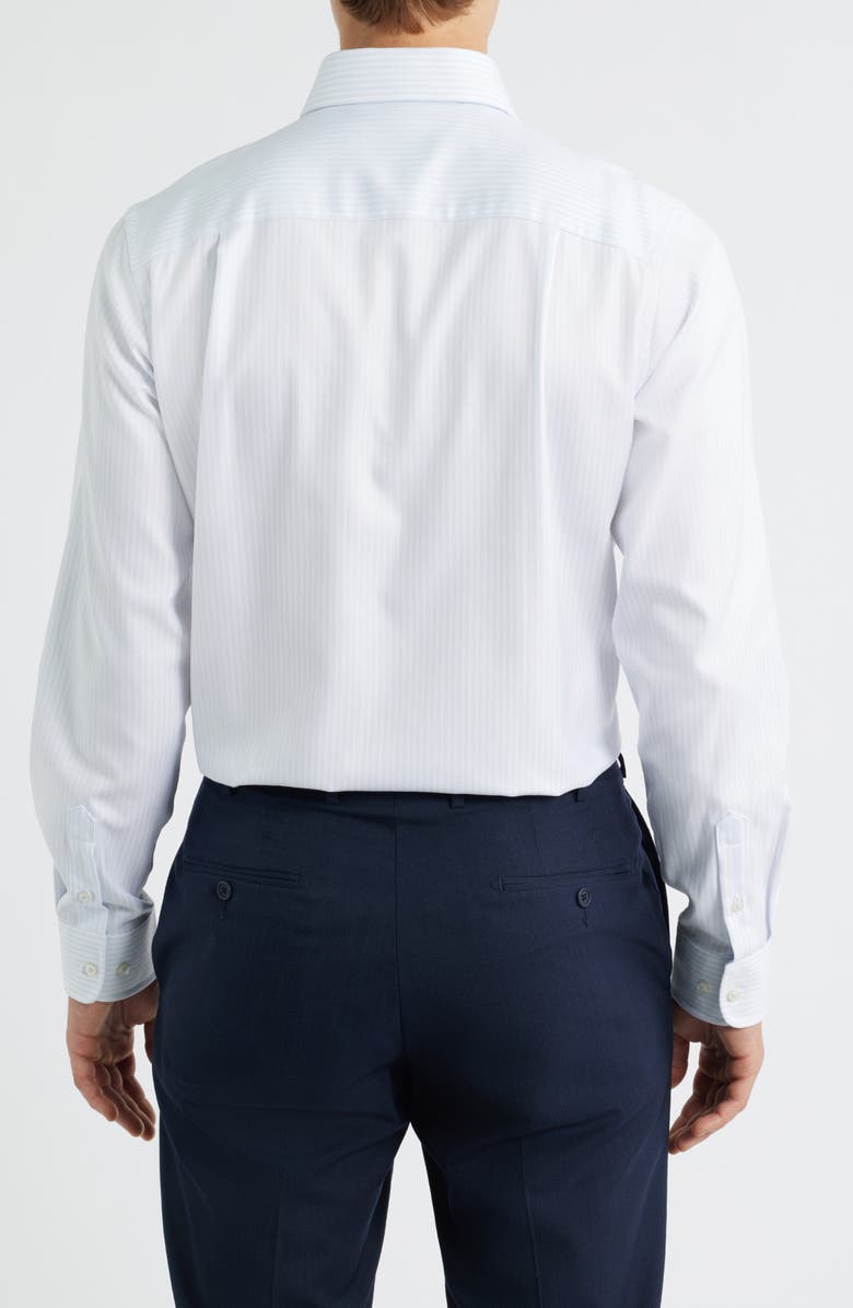 David Donahue Trim Fit Stripe Cotton Dress Shirt, Alternate, color, White/ Sky