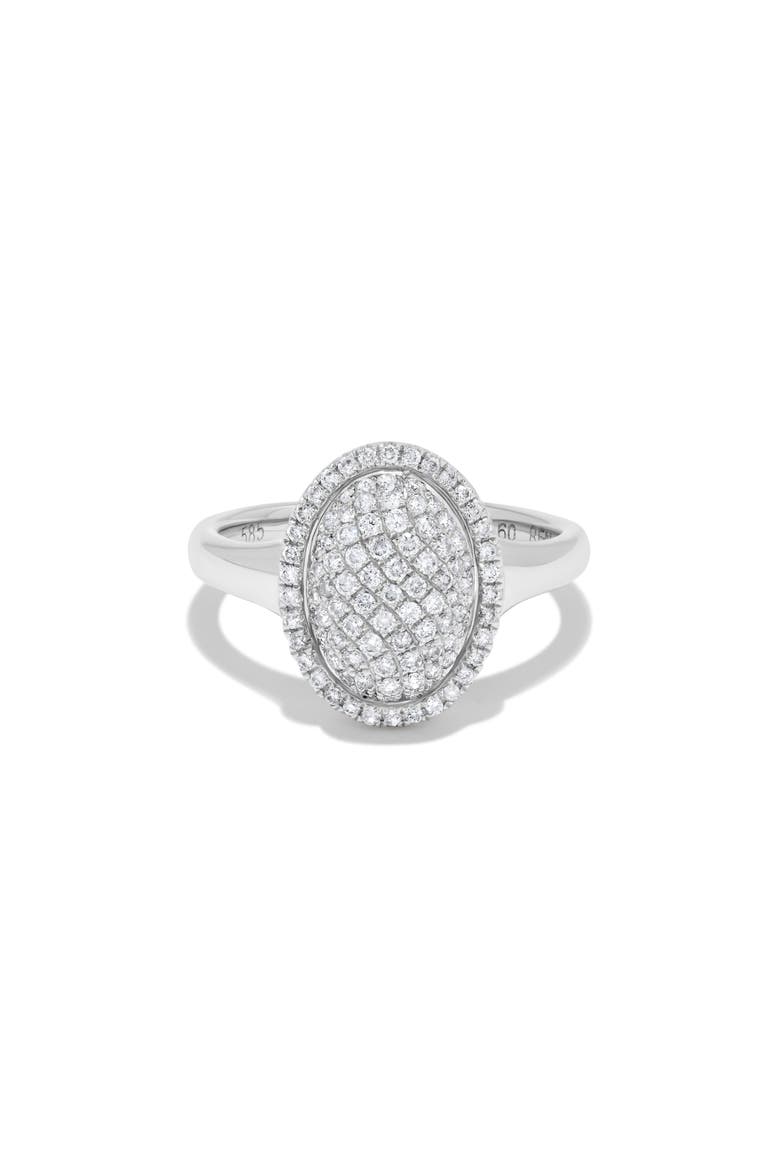 Pavé Diamond Oval Cluster Ring in 14K White Gold, Main, color, 14K White Gold