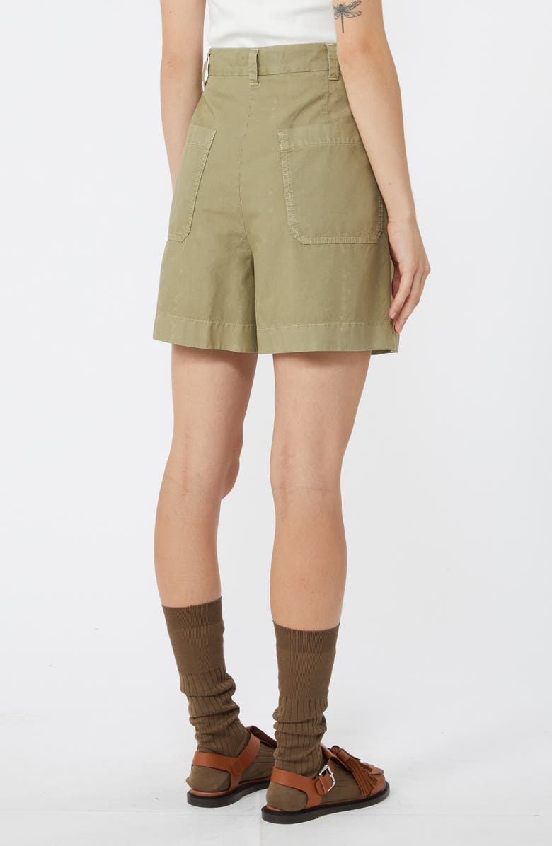 Weekend Max Mara Armonia Pleated Cotton Shorts, Alternate, color, Olive Green