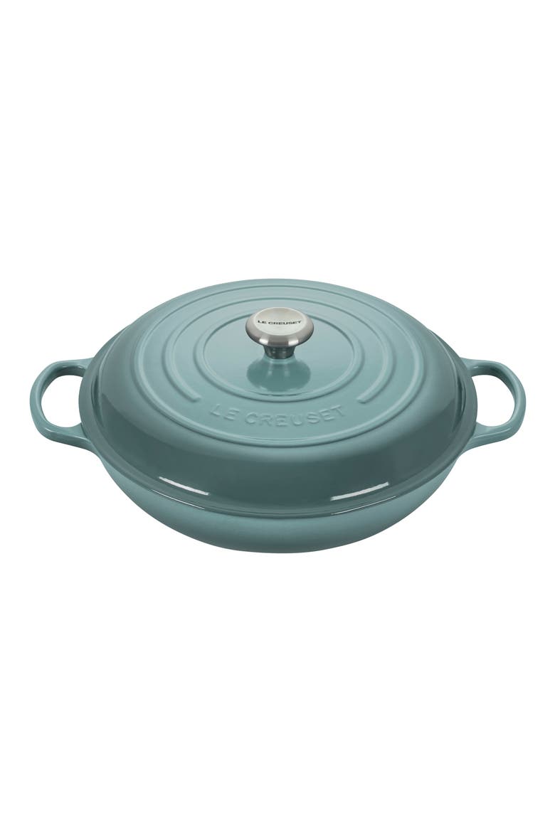 Signature 5 Quart Enameled Cast Iron Braiser, Main, color, SEA SALT