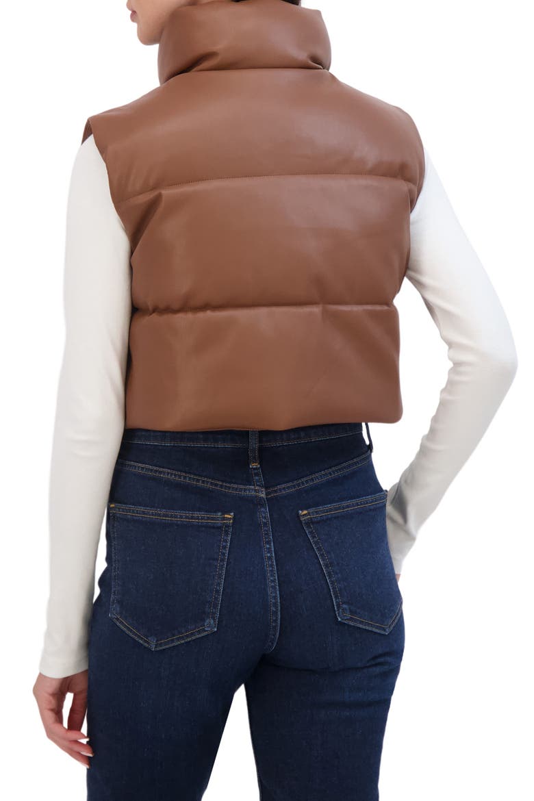 Crop Faux Leather Vest, Alternate, color, TOFFEE