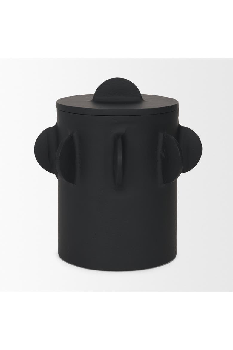 Deacon Metal Canister with Sculptural Handles, Alternate, color, Black
