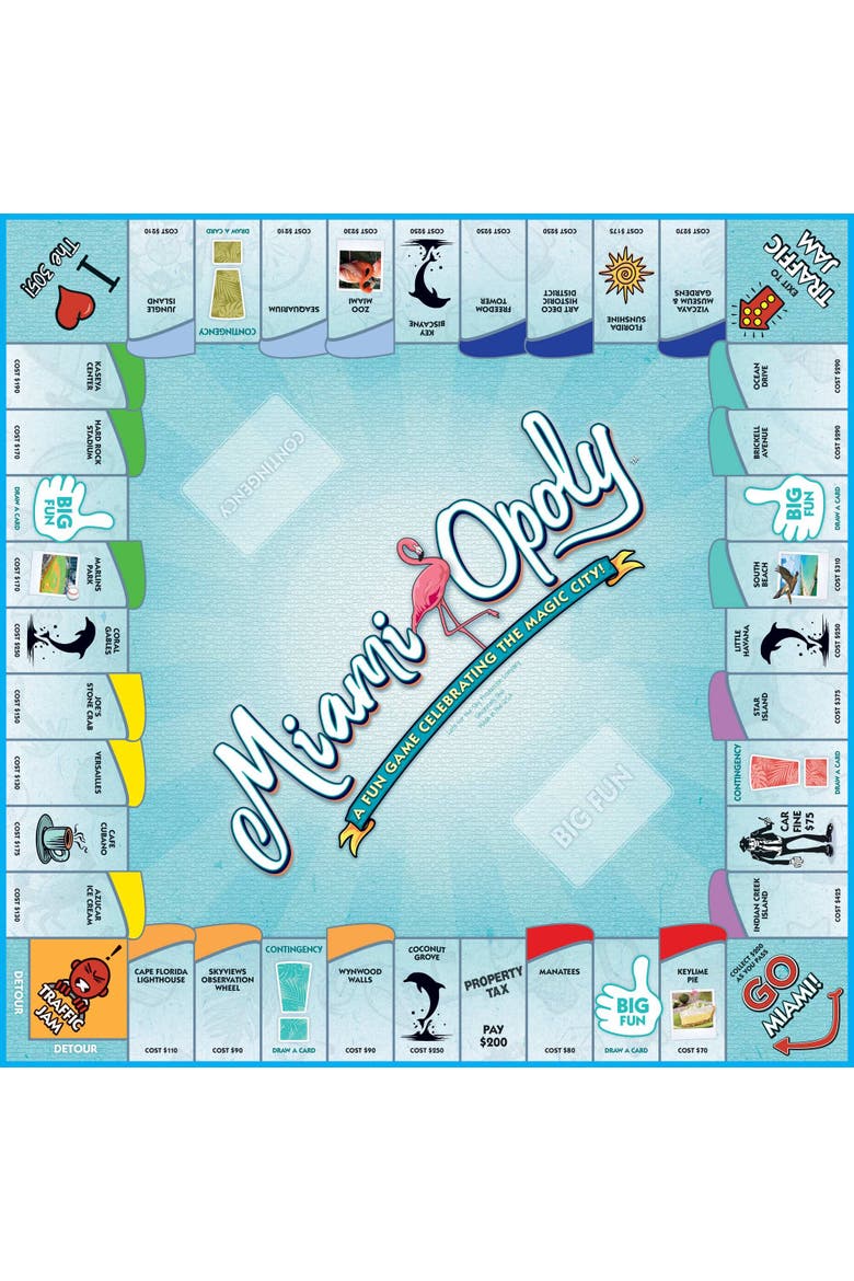 Miami Opoly Board Game, Alternate, color, Multicolored