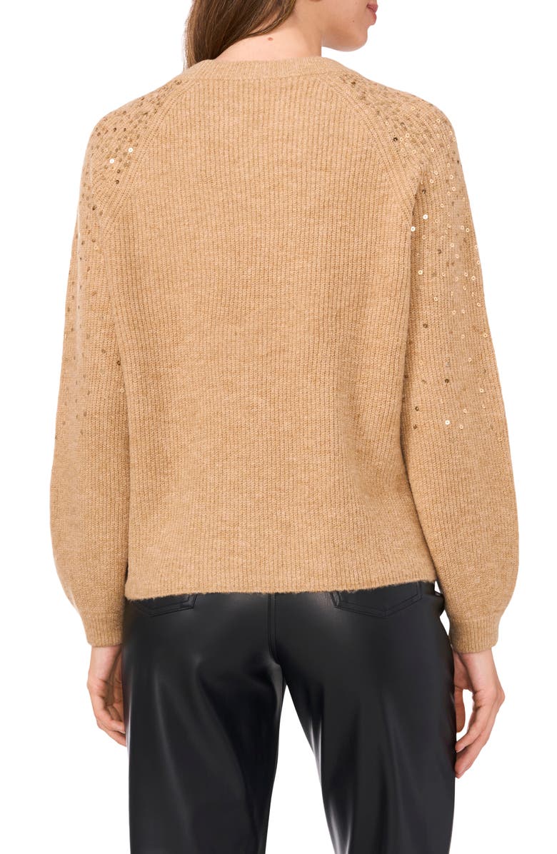 Vince Camuto Sequin Crewneck Sweater, Alternate, color, Latte Heather
