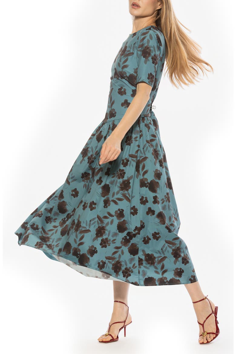 Rowan Crewneck Midi Dress, Alternate, color, BLUE FLORAL