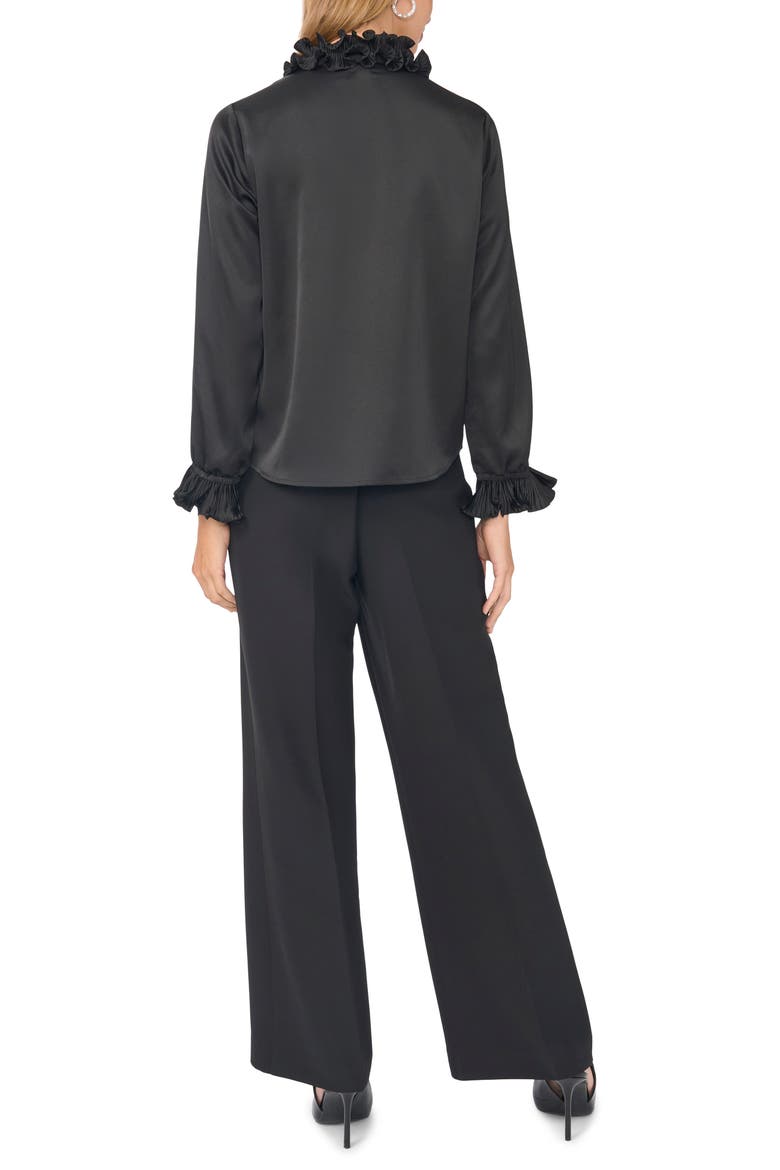 Pleated Ruffle Satin Top, Alternate, color, RICH BLACK