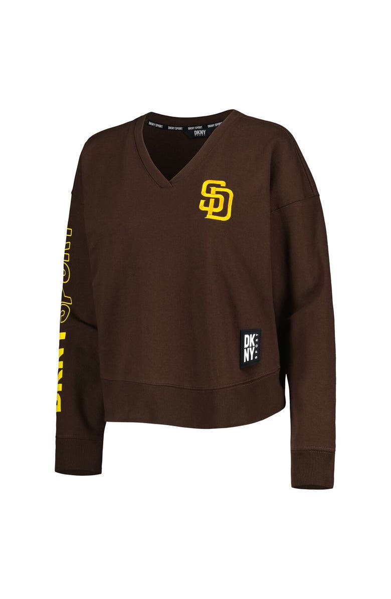 DKNY SPORT Women's DKNY Sport Brown San Diego Padres Lily V-Neck Pullover Sweatshirt, Alternate, color,
