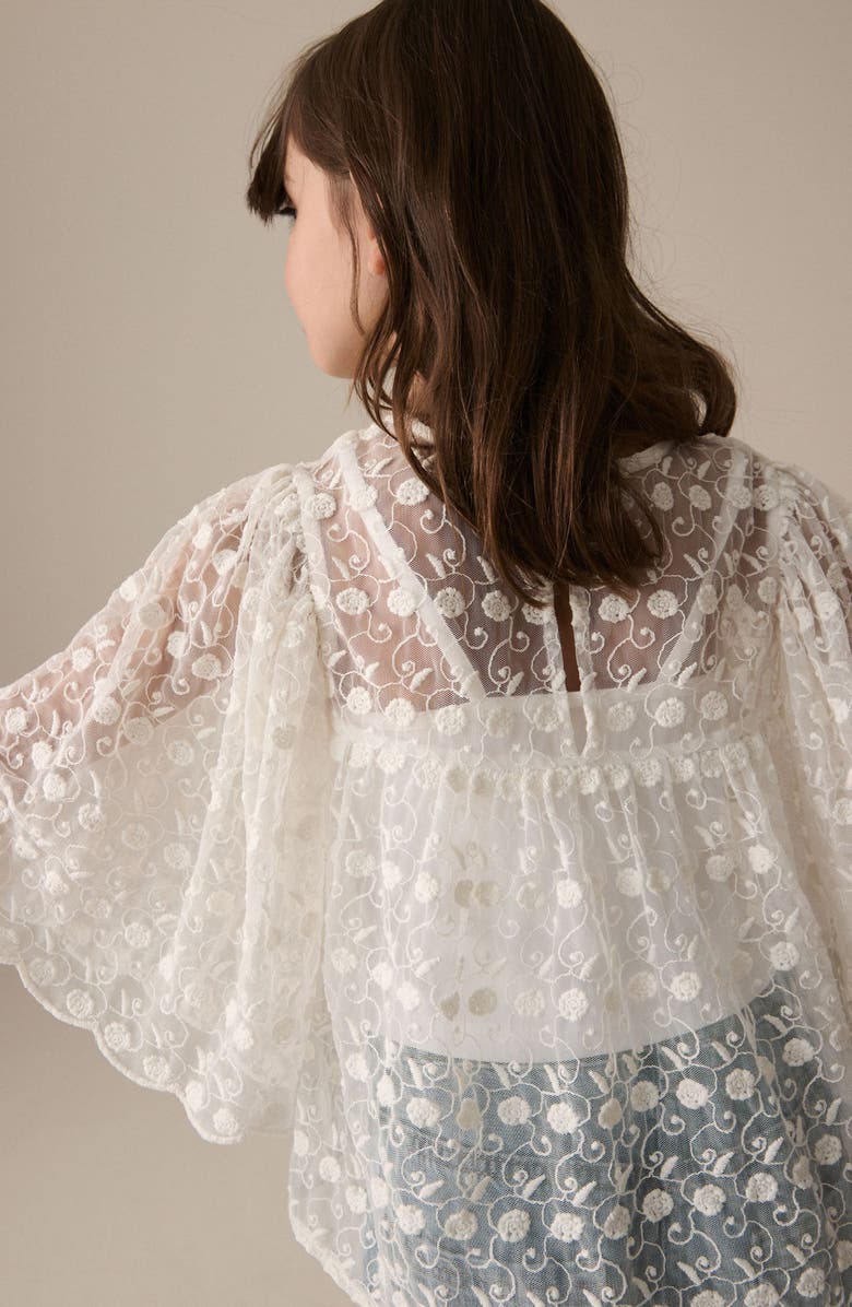 NEXT Kids' Lace Overlay Angel Sleeve Top, Alternate, color,