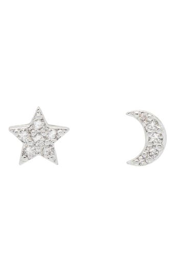 Estella Bartlett Cubic Zirconia Moon & Star Mismatch Stud Earrings