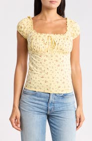 Abound Cap Sleeve Ruched Top