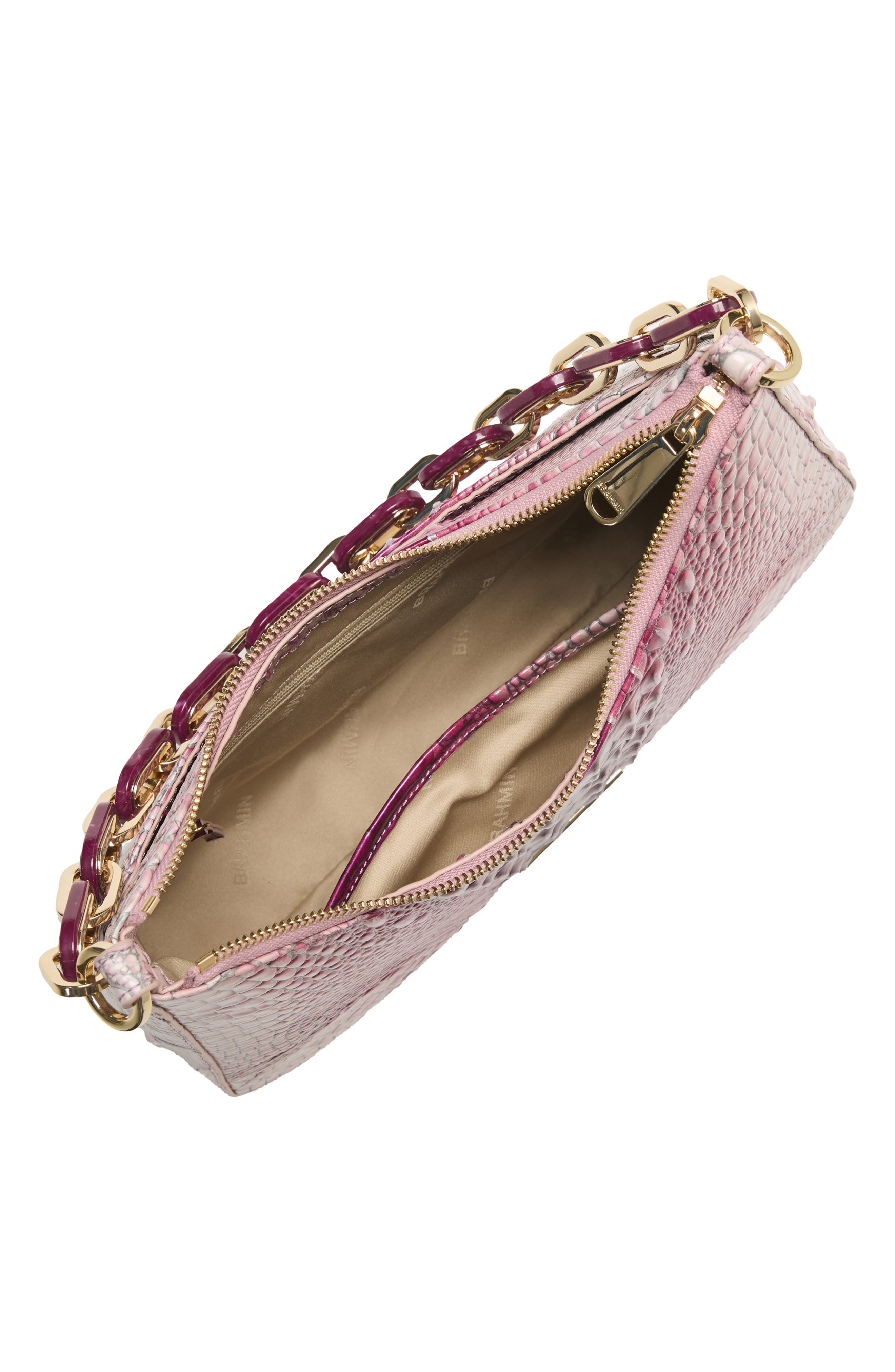 Mod Esme Croc Embossed Leather Shoulder Bag, Alternate, color, ISLAND PETAL