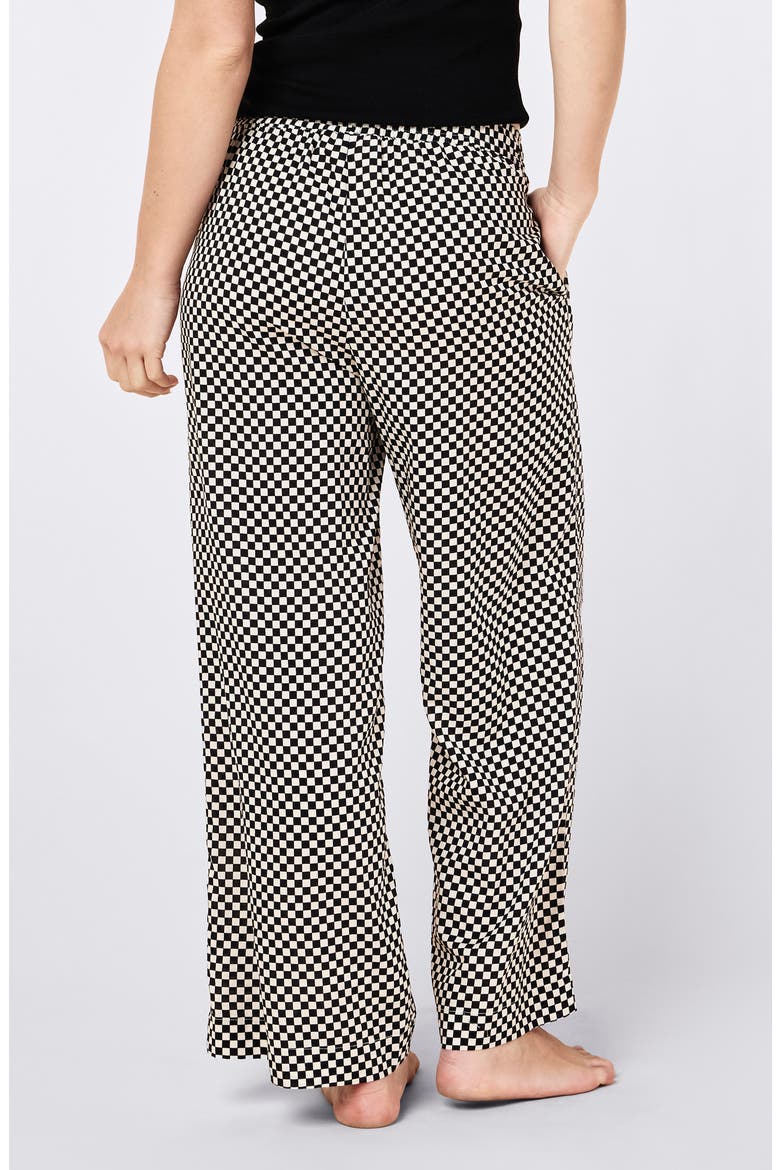 Anais Wide Leg Cotton Blend Pajama Pants, Alternate, color, BLACK ECRU
