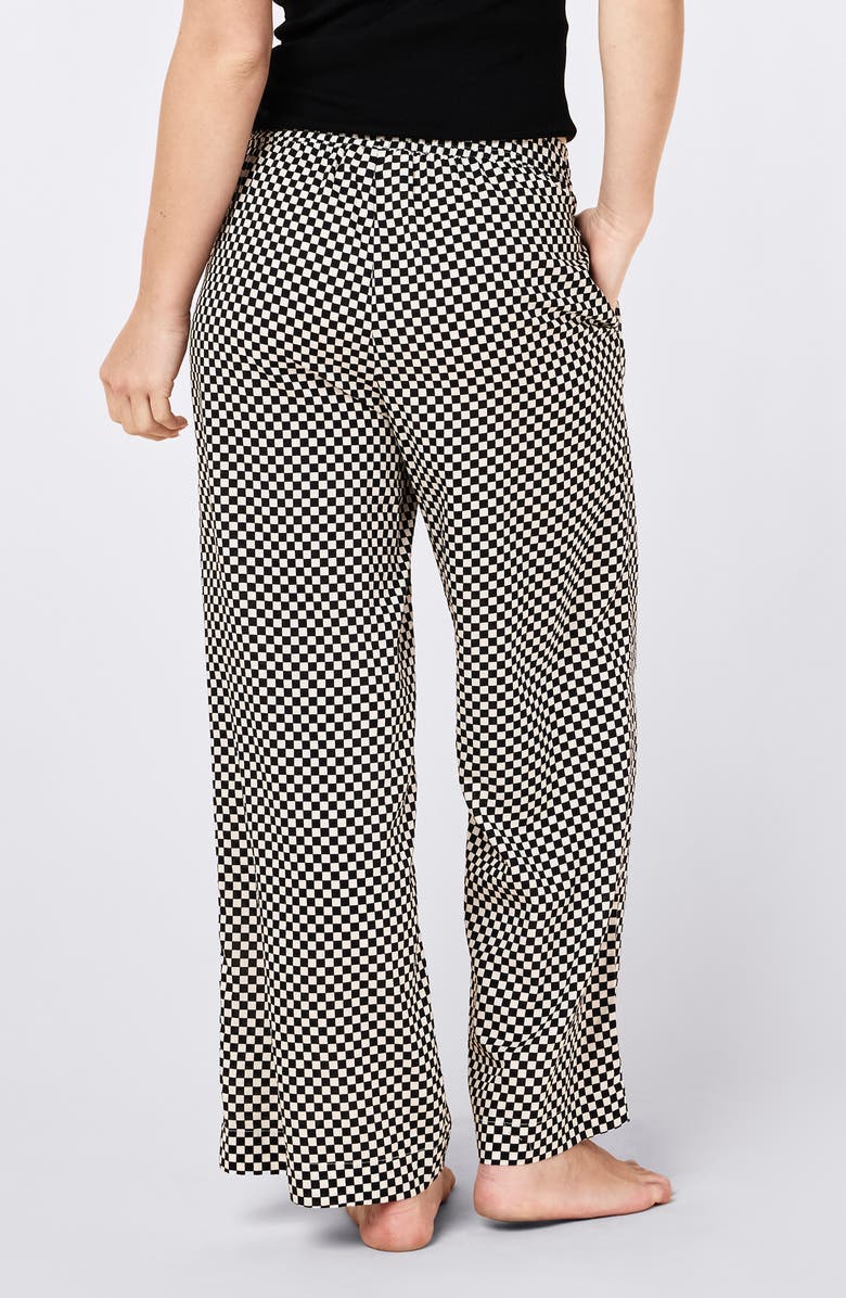 Papinelle Anais Wide Leg Cotton Blend Pajama Pants, Alternate, color, Black Ecru