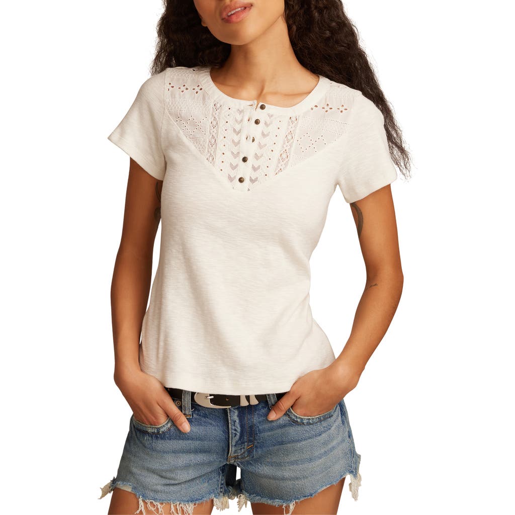 Shop Lucky Brand Cutwork Cotton Henley