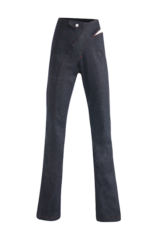 Jendue Davidson Cut Out Wide Leg Pants In Deep Blue