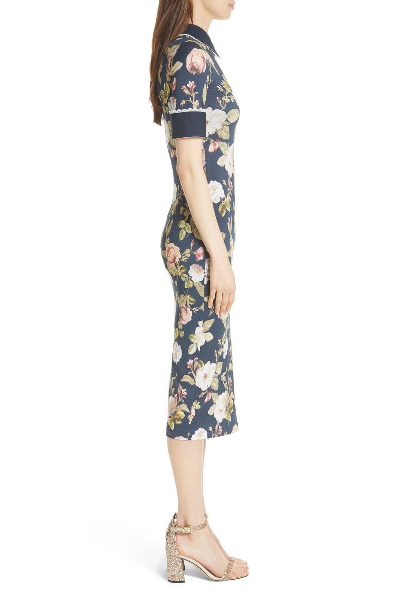 Delora Fittted Floral Dress, Alternate, color, HAZY FLORAL/ SAPPHIRE