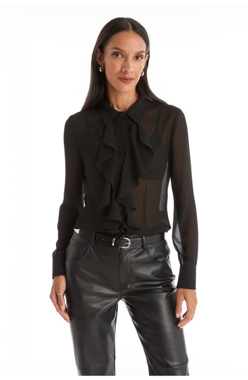 The Noli Shop Georgia Semi-sheer Blouse In Black