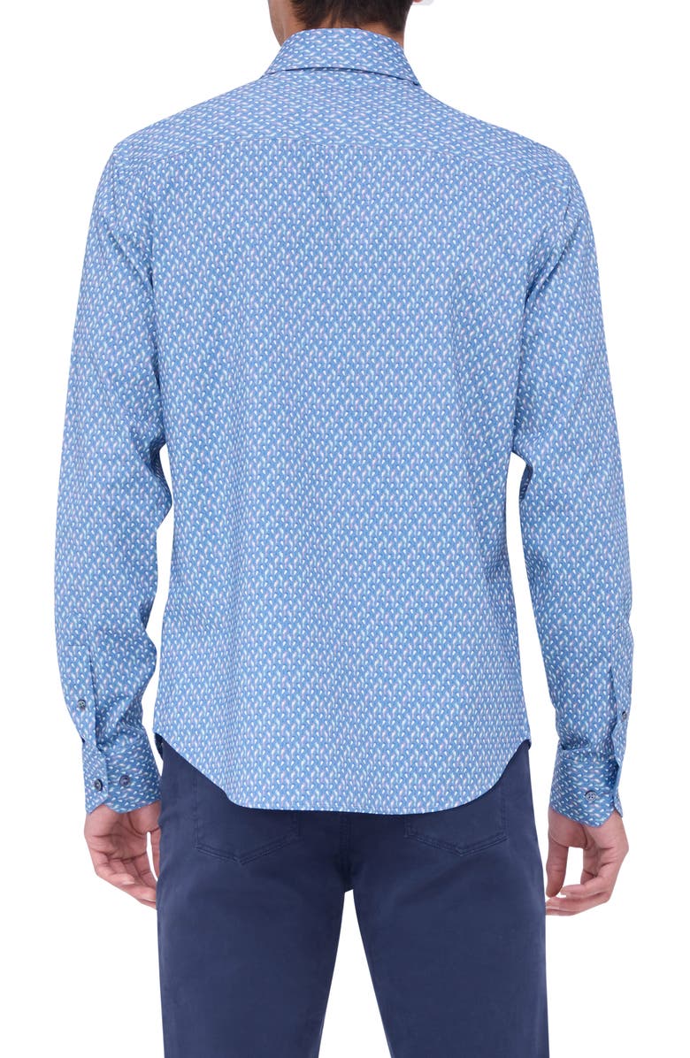 Bugatchi Jimmy OoohCotton<sup>®</sup> Abstract Print Button-Up Shirt, Alternate, color, Dusty Blue