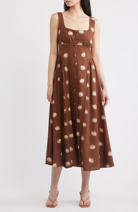 Seashell Print Midi Dress
