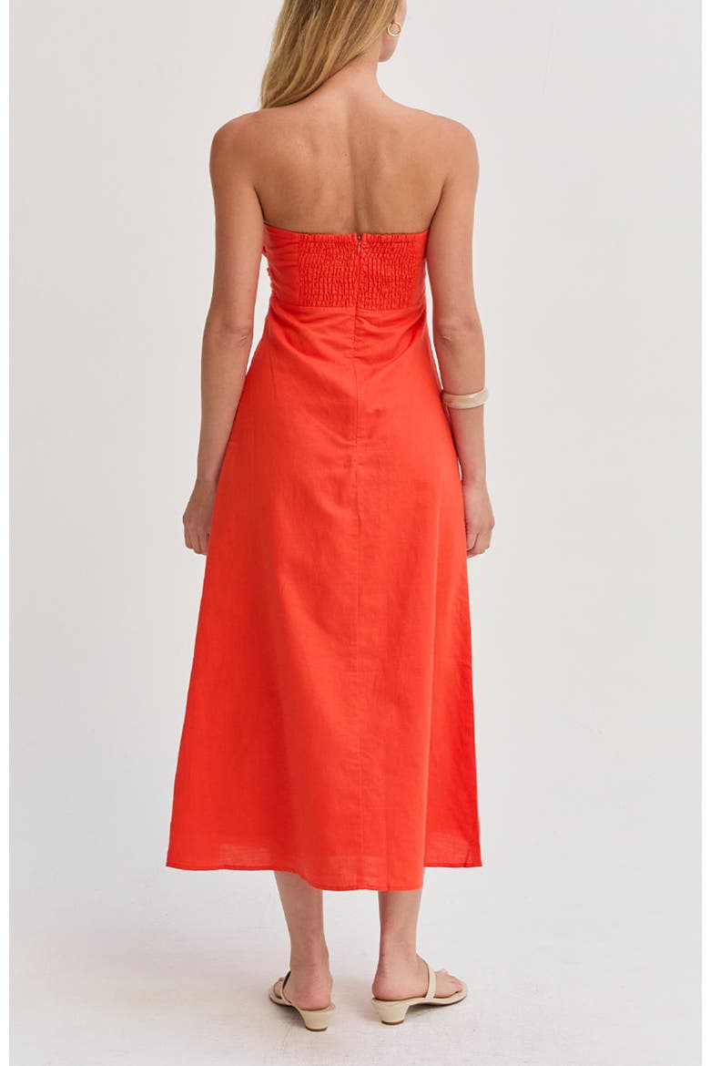 Front Twist Linen Midi Dress, Alternate, color, Burnt Orange