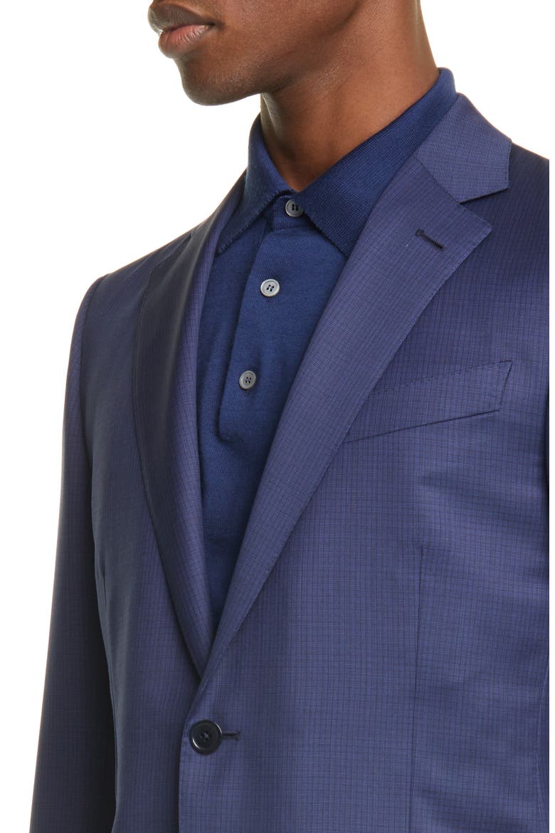 Ermenegildo Zegna Milano Classic Fit Check Wool Suit, Alternate, color, BLUE