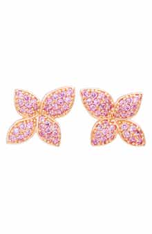 SUZY LEVIAN Pavé Pink Sapphire Floral Stud Earrings