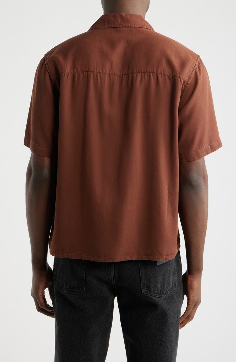 Wax London Curzon Solid Twill Camp Shirt, Alternate, color, Brown