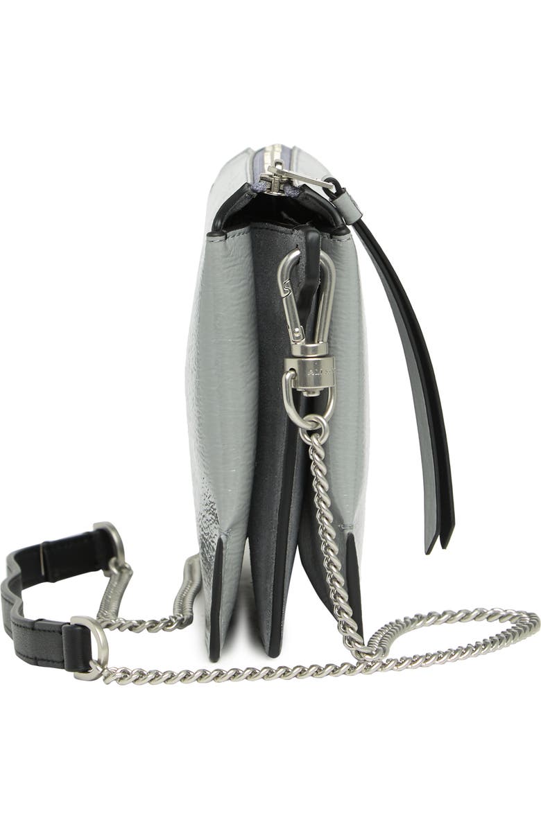 AllSaints Fletcher Croc Embossed Leather Crossbody Bag, Alternate, color,