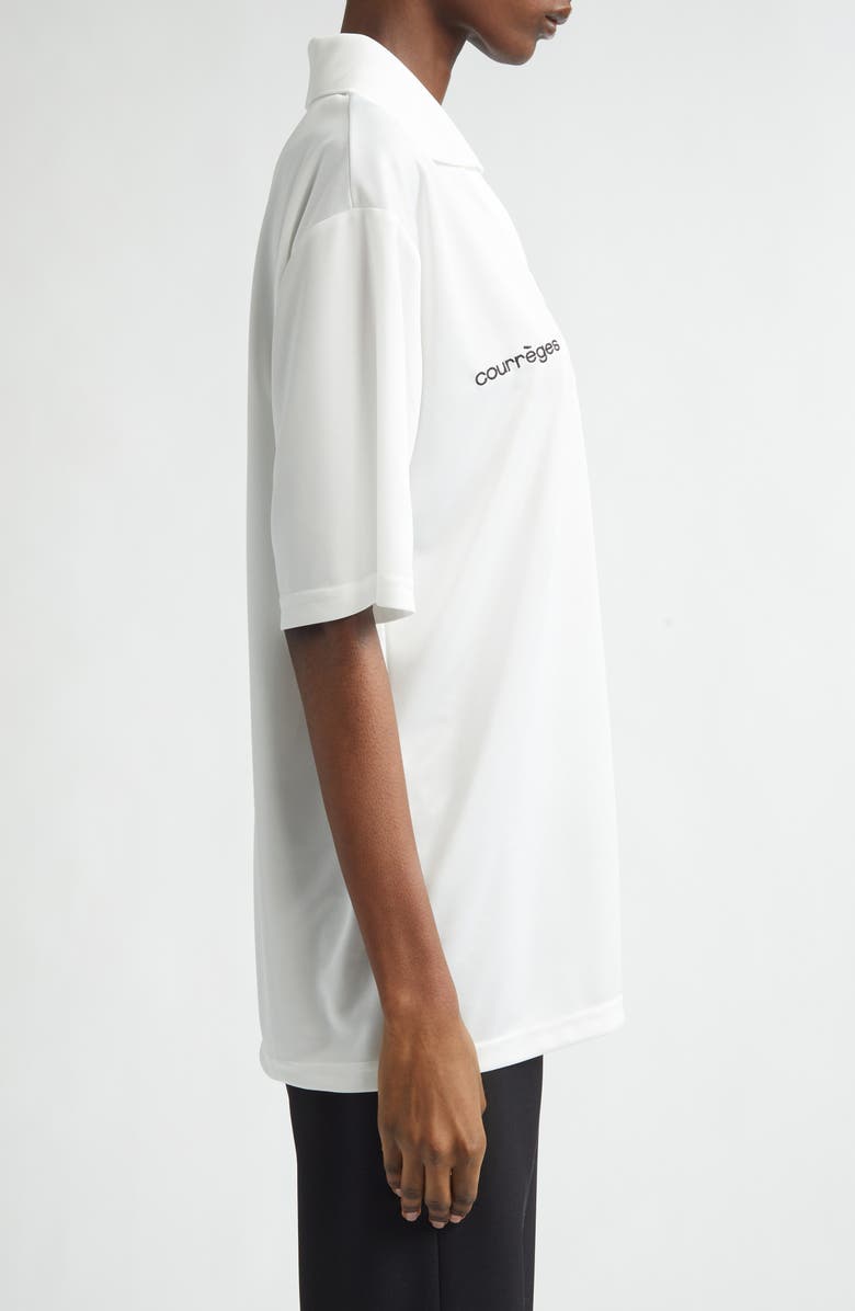 Courrèges Sports Oversize Logo Polo, Alternate, color, Heritage White/ Heritage White