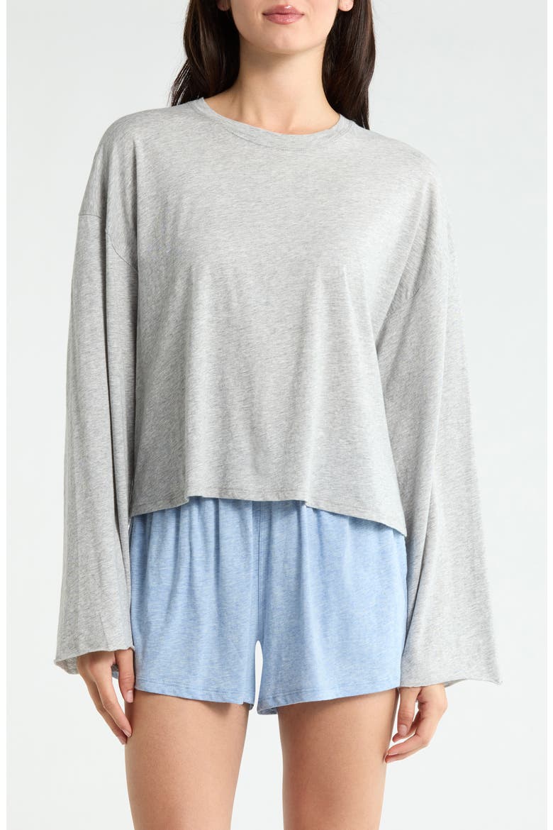 Organic Pima Cotton Long Sleeve Lounge T-Shirt, Main, color, STORM GREY HEATHER